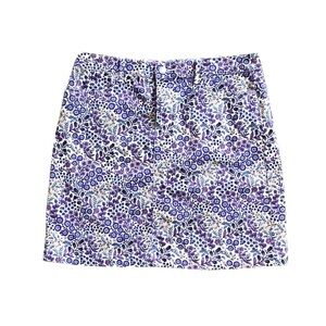 Talbots Floral Print Purple and White Denim Mini Skirt Size 8